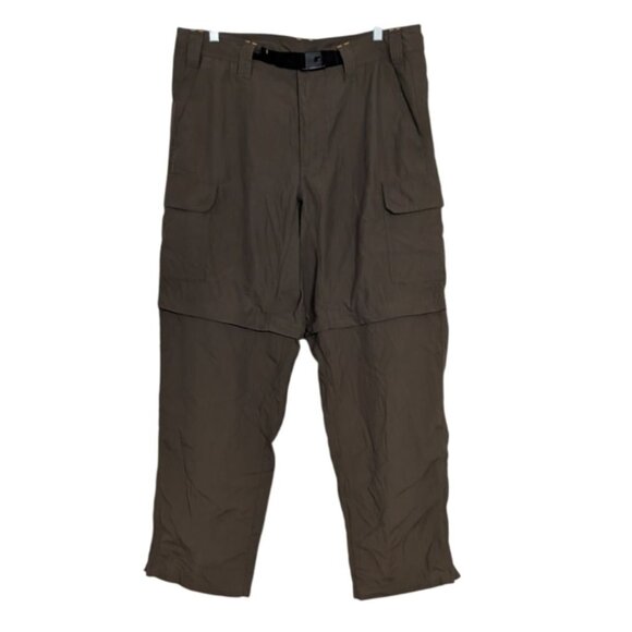 Eddie Bauer Convertible Cargo Pants Mens Size 36x32 Brown Hiking Outdoor Nylon - Picture 1 of 14